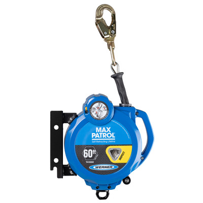 Werner Fall Protection 60-foot blue Max Patrol self-retracting lifeline for confined space entry.