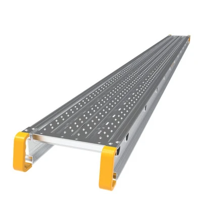 MetalTech M-SPA11212 aluminum stage 12" X 12' for Worksite Gear, silver with yellow accents.