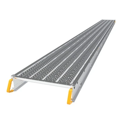 MetalTech M-SPA22424 Two-Person Aluminum portable stage 24" X 24' with yellow end caps shown.