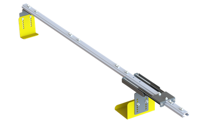 Adrian LK7 Ceiling Ladder Holder, 6.5' Beds, Chevy Silverado Utility, silver and yellow metal holder.