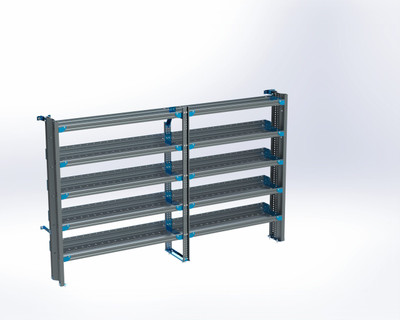 Adrian AS-2T14102FTHA 5-Shelf Unit for commercial van accessories, 14x102, Transit High Roof, grey.