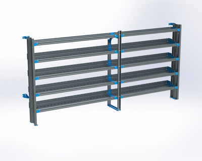Adrian AS-2T14132FTHA 5-Shelf Unit, 14 x 132, efficiency shelving solution in gray with blue accents.