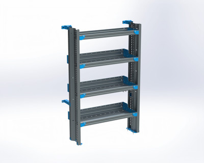 Adrian AS-2T1436FTMA 4-Shelf compact home unit, 14x36, gray with blue accents, tank rack storage.