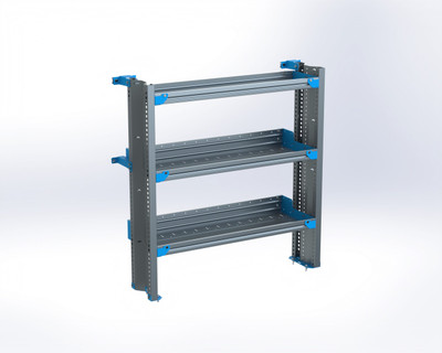 Adrian AS-2T1442FTLA 3-Shelf Unit, Ford Transit Low Roof, 42"w x 49"h x 14"d, Blue, Gray