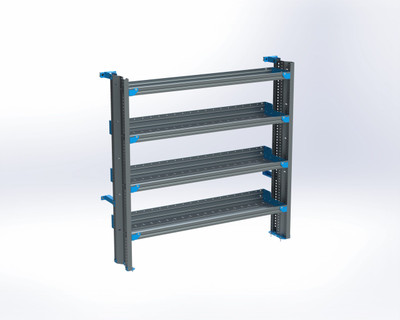 Adrian AS-2T1460FTMA 4-Shelf Unit, Ford Transit Mid Roof, 60"w x 63"h x 14"d, Blue, Gray