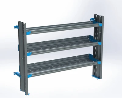 Adrian AS-2T1460GMA 3-Shelf Unit, 14x60, cargo storage solution, grey and blue metal shelving unit.
