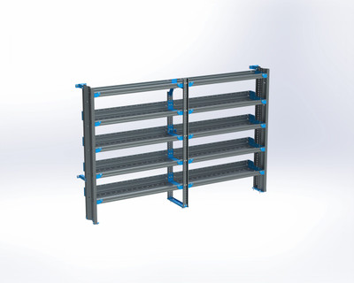Adrian AS-2T1496FTHA 5-shelf transit shelving unit, 14 x 96, Transit High Roof, gray color.