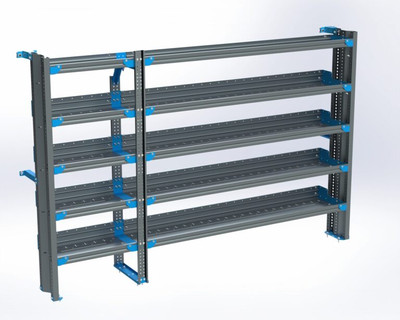 Adrian AS-2T1496SPHA 5-Shelf Unit, Tank Rack Use, 14x96 (R72/F24) / Sprinter High Roof 170″ Extended / Passenger Side