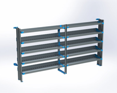 Adrian AS-2T16120FTHA 5-Shelf van rack unit, 16 x 120, Transit High Roof, metal storage.