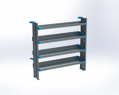 Adrian AS-2T1660FTMA 4-Shelf Unit, 16x60, Transit 148" storage, grey shelving unit with blue accents.
