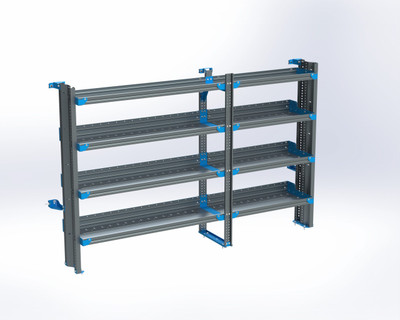 Adrian AS-2T1690FTMA 4-Shelf Unit for truck shelving, 16 x 90, Transit Mid Roof.