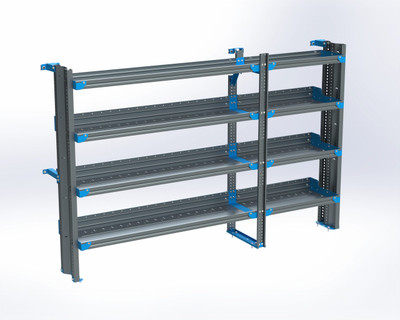 Adrian AS-2T1690SPSA 4-Shelf Unit with Sprinter Standard Roof Shelving, 16x90 R60/F30 grey steel unit.