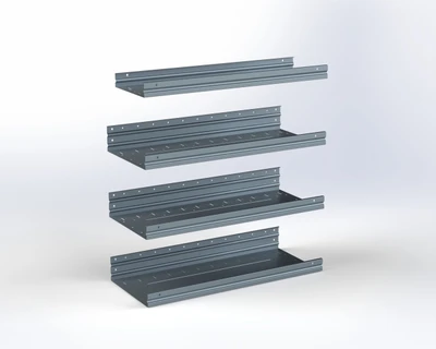 Adrian ASFK2T1436G4 4-Shelf Kit, 14 x 36, for vehicle storage solution, gray steel shelves.