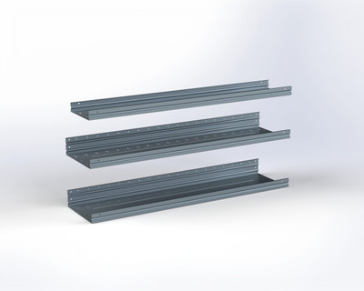 Adrian ASFK2T1460G3 3-Shelf Kit, 14 x 60, gray metal shelving for vehicle accessory storage solutions.