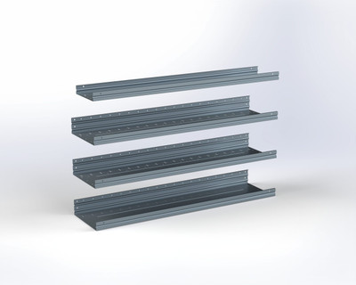 Adrian ASFK2T1460G4 proMaster shelving system 4-shelf kit, 14 x 60, gray color, metal material.