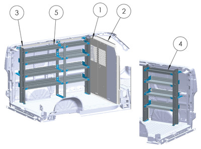 Adrian BASE-PM-LR118 Base Shelving Package, RAM ProMaster Low Roof 118 WB