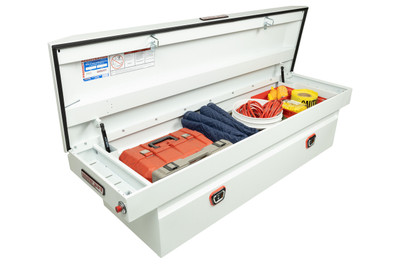 Weather Guard Model 120-3-03 Saddle Box, Steel, White, Standard, 8.8 cu ft