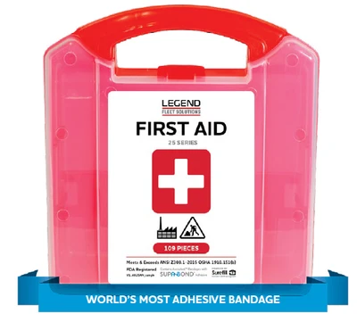 Legend SF1-017-105 First Aid Kit Clear Red Plastic Case, 4 Pk, Legend brand first aid kit.