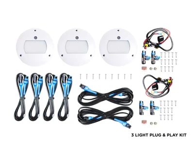 Legend LK1-121-03 Motion Sensor Ceiling Light Kit, PIR Lighting Kit - 3 Light, white color components.