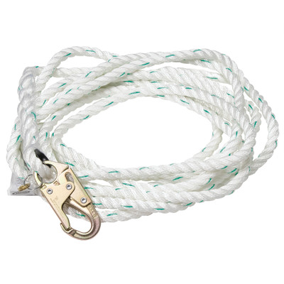 Werner L201050-2 50' Vertical Lifeline - 5/8" Poly Blend Rope, 2 Snap Hooks