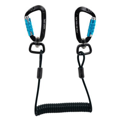 Werner Fall Protection M450006 Coiled Tether with dual carabiner for worksite security.