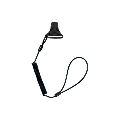 Werner Fall Protection M450007 black coiled hard hat lanyard for work at height equipment.