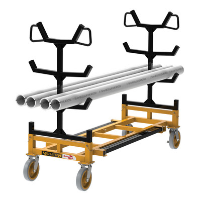 MetalTech I-FTC631PRK Kit of One 6' Flat Transport Cart with Two Pipe Racks