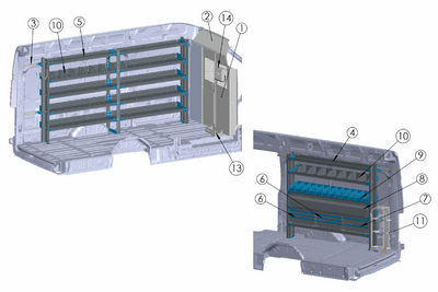 Adrian BIN-FTHR148XB BIN Shelving Package, Transit High Roof 148EWB