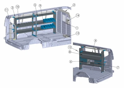 Adrian HVAC-FTLR148B Transit Low Roof 148WB organization solutions in gray color.