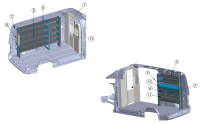 Adrian ELE-SPHR144B Electrical Package for Sprinter High Roof 144WB cargo van interior design components.