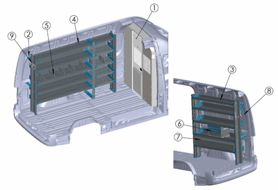Adrian GEN-SPHR144B van drawers General Service Package Sprinter High Roof 144WB storage solution system.