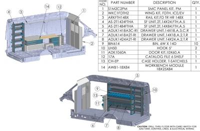 Adrian LOCK-FTHR148X Locksmith Package for Ford Transit High Roof 148 Ext.WB small parts organization.