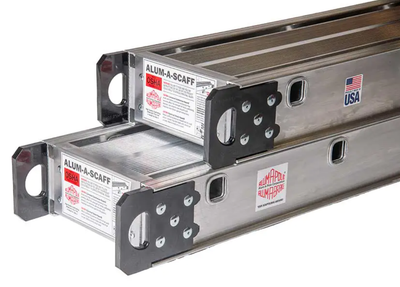 Alum-A-Pole A1216 aluminum stage, 12"W x 16'L, single-worker scaffolding, 1 man 500 lb capacity.