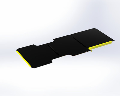 Adrian MFKMS170 Floor Kit for Mercedes Sprinter 170” black with yellow accents.