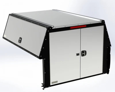 Adrian TFKFDT178KM23W Barn Door Truck Cap, 23"H, Ford F-150 6.5' Bed, Mechanical Locks.