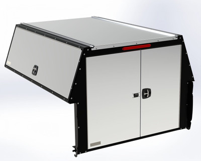 Adrian TFKFDT280KM26W Truck Cap, 23"H Barn Door, Cargo Space Access, Ford F-250/350 6.7' Bed.