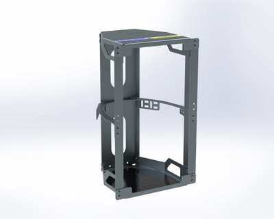 Adrian 130VTR Vertical Tank Rack, 30lb storage organizer, holds 1 30lb tank, black color.