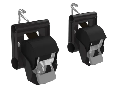 Holman 31493 Retractable Ratchet Straps with Pro III Mount Brackets, 2" x 7' L, black.
