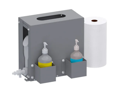 Holman 40116 Hand Sanitation Station by Holman with dispensers and tissue roll.