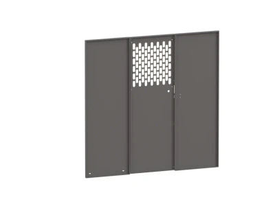 Holman 40653 Partition with perforated door and solid sides in gray color by Holman brand.