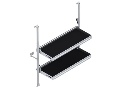 Holman 48486 Folding Shelf Unit, 48" W x 20" D, by Holman, black, metal shelves.