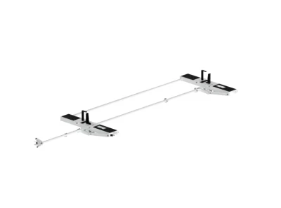 Holman 4A91H Drop Down HD Aluminum Ladder Rack driver side mechanism in aluminum color.