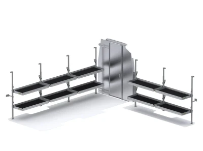 Holman 51SLH Folding Shelves Package - Sprinter 170" WB High Roof - Sliding Partition