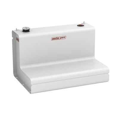 Weather Guard 352-X-03 Transfer Tank, L-Shape, 75 gal, white color, Weather Guard branding.
