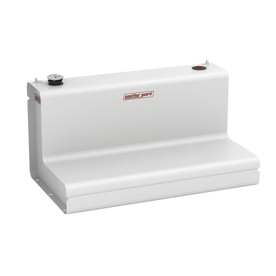 Weather Guard 354-X-03 Transfer Tank, L-Shape, 86 gal, white color, Weather Guard branding visible.