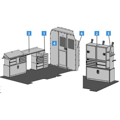 Adrian Steel #5274TH Locksmith Starter Package, Gray, Transit High Roof