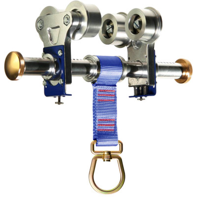 Werner Fall Protection A450000 I-Beam Trolley Anchor Beam Safety Gear blue strap gold hook.