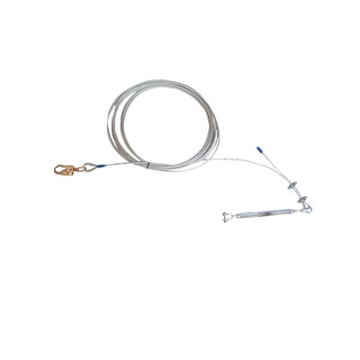 Werner Fall Protection L1630XX Lifeline Cable Assembly for 2-Man Horizontal System, silver color, coiled.