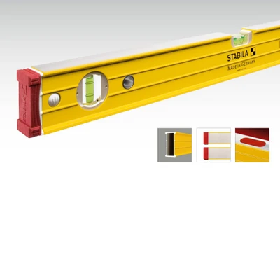 Stabila Type 96M yellow magnetic levels with red accents and branding from Stabila.