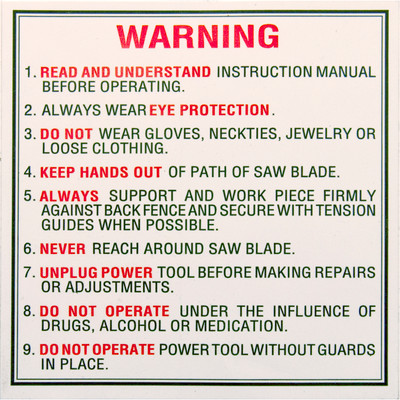 Tapco Part #10064 Warning Label, machine warning sticker, Tapco Parts brand safety caution sign.